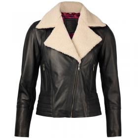 women's leather aviator bomber jacket with removable fleece trim collar and bespoke spitfire lining main image